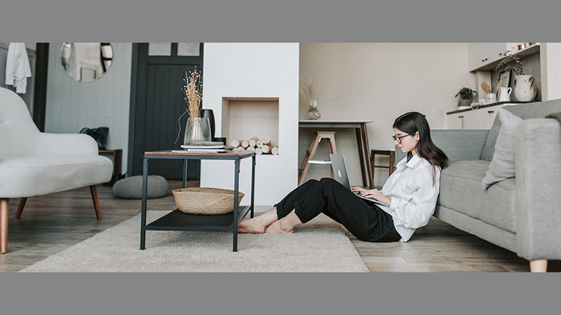 Woman sitting on floor