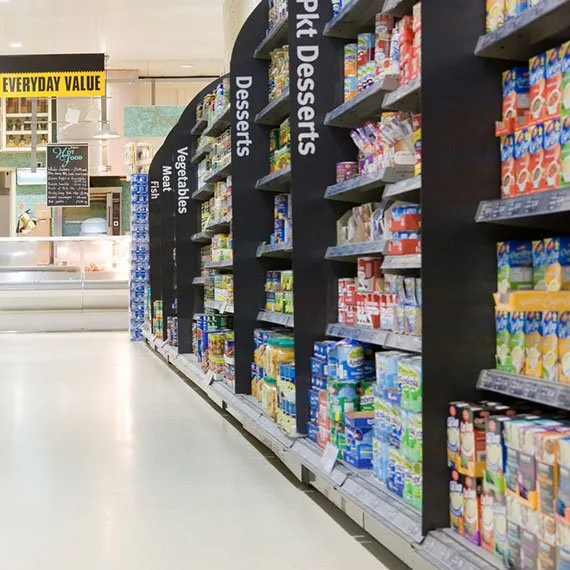 Supermarket shelves
