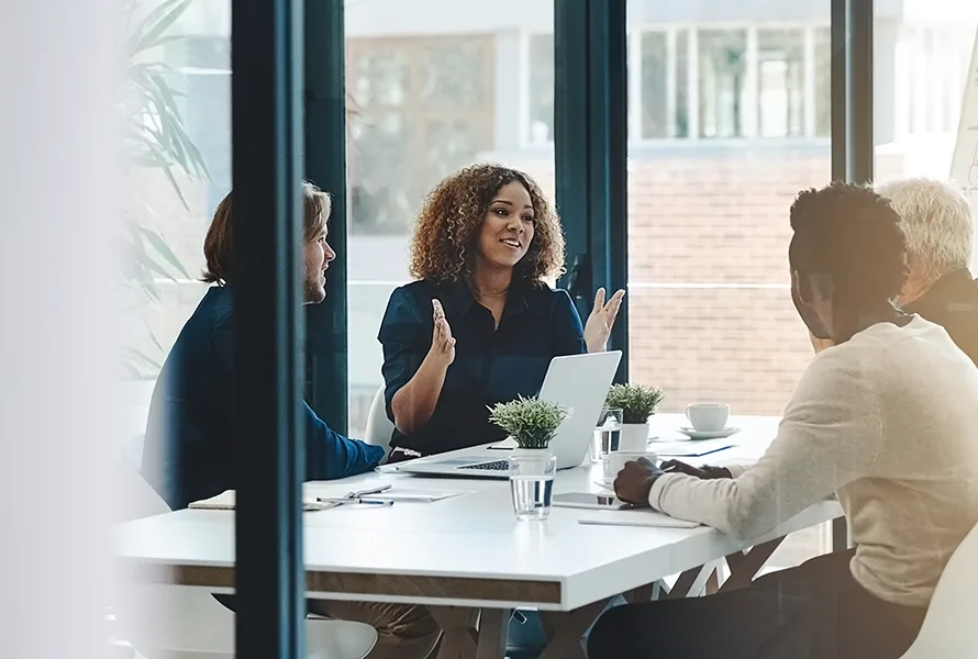 woman leading meeting